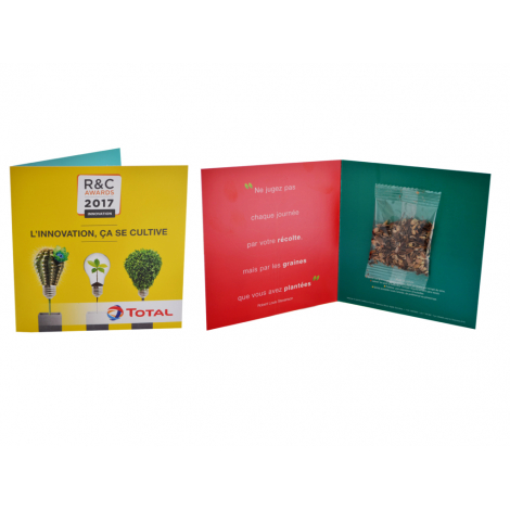 Carte promotionnelle 2 volets avec sachet de graines