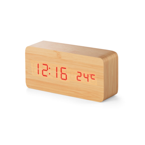 Horloge publicitaire en fibres de bois