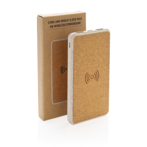 Powerbank induction publicitaire en paille de blé 8000 mAh