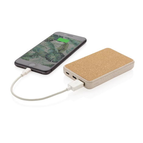 Powerbank induction publicitaire en paille de blé 5000 mAh