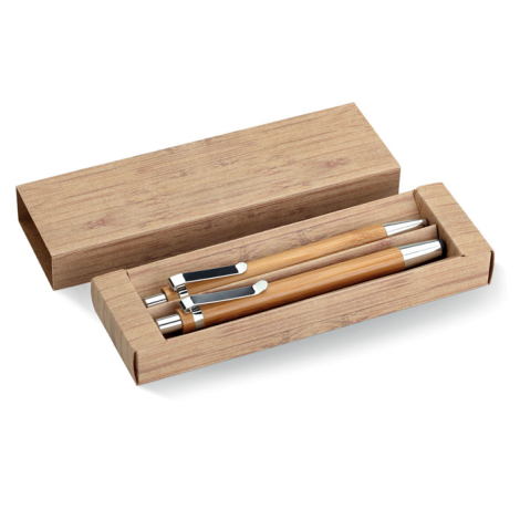 Stylo personnalisé set porte mines bambou - Goodies