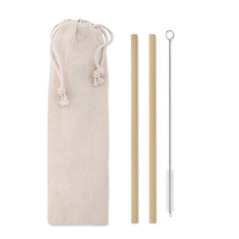 Set 2 de pailles personnalisables en bambou - NATURAL STRAW