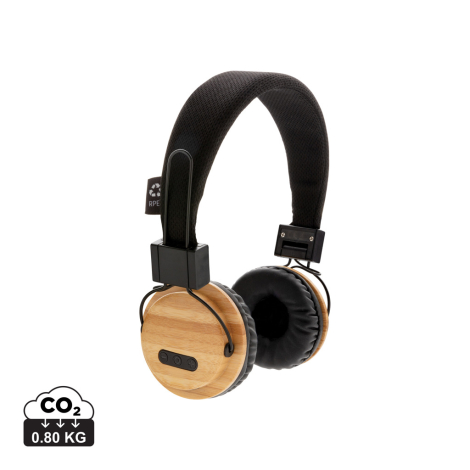 Casque audio en bambou publicitaire