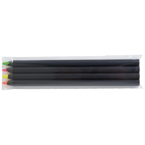 Sachet personnalisable de 4 crayons fluo Prestige 17.6 cm