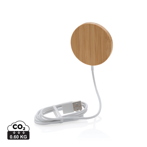 Chargeur publicitaire magnétique sans fil en bambou 10W
