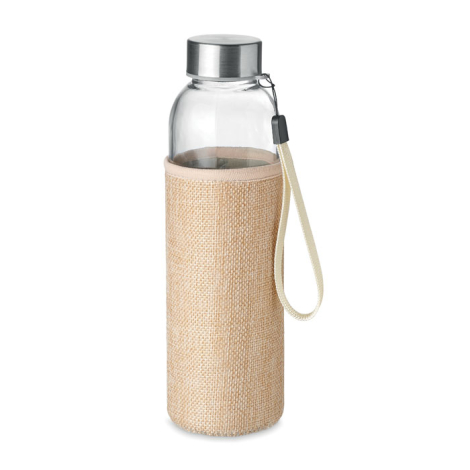 Bouteille 500 ml avec housse en jute publicitaire UTAH TOUCH