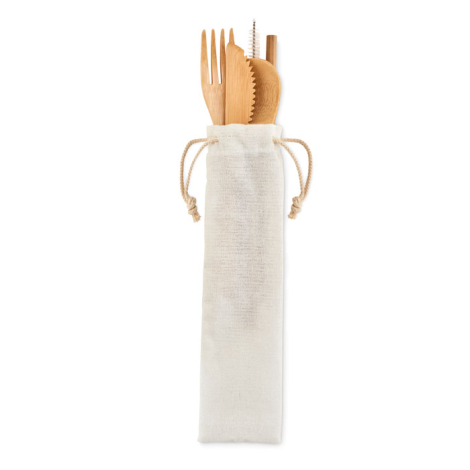 Couverts en bambou personnalisés avec paille SETSTRAW