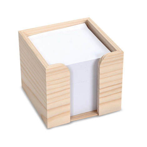 Cube bois publicitaire avec papier recyclé 10x10 cm