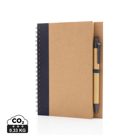 Cahier à spirales kraft publicitaire avec stylo