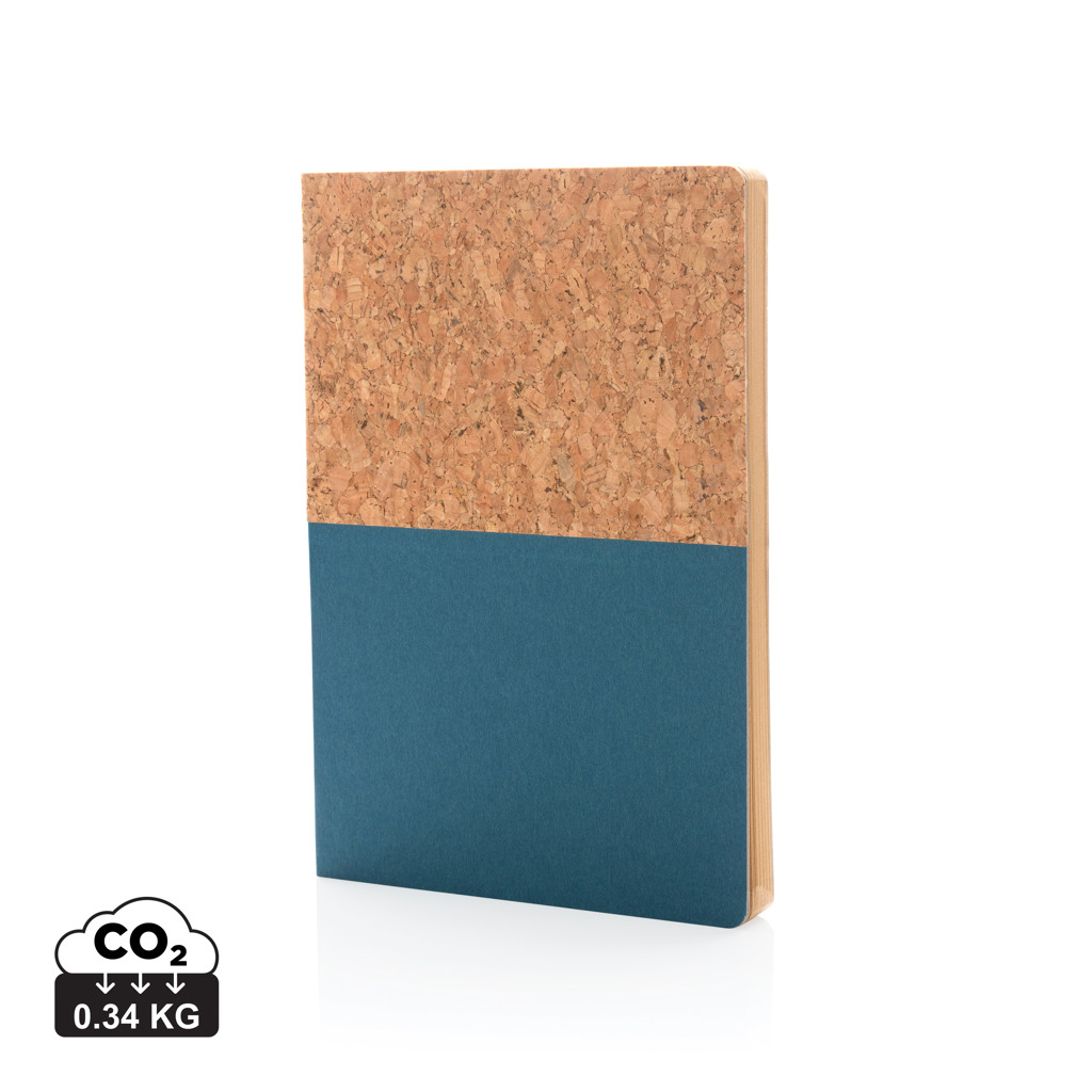 Carnet A5 kraft et liège publicitaire Bleu