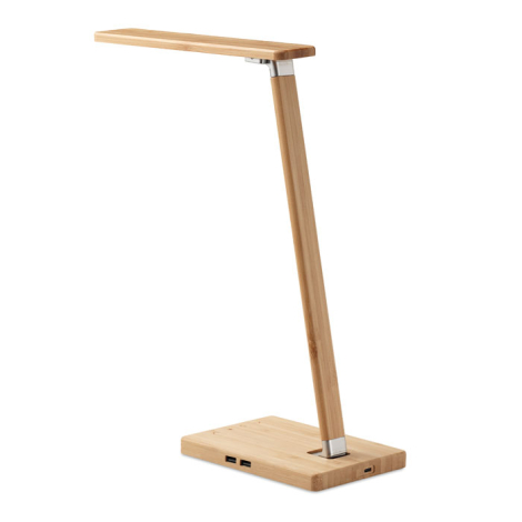 Lampe et chargeur de bureau publicitaire bambou