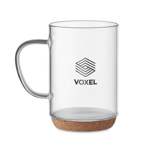 Mug en verre et liège personnalisé 400ml LISBO