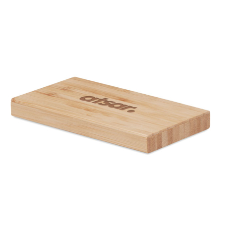 Powerbank écoresponsable en bambou avec surface de marquage visible