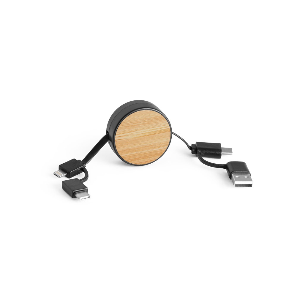 Câble personnalisable rétractable 5 en 1 RUBINS Noir