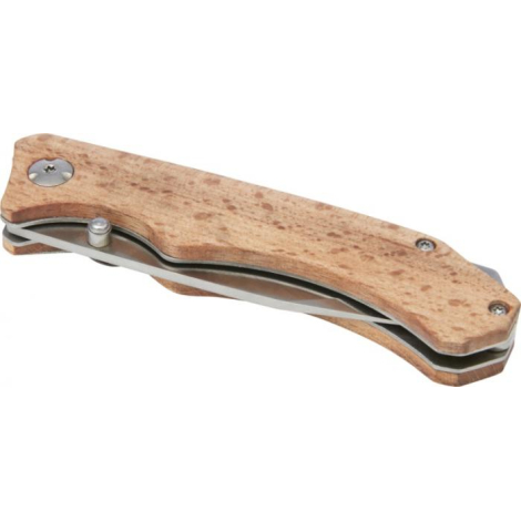 Couteau de poche promotionnel en bois avec clip de ceinture Dave