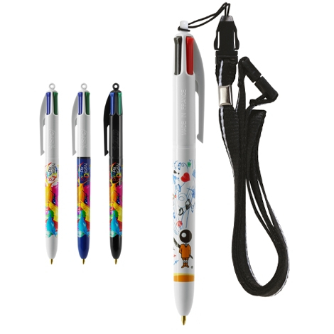 Stylo bille 4 couleurs - Noir imprimé et personnalisé pour votre entreprise  - Crafters