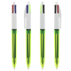 Stylo personnalisé BIC® 4 couleurs Fluo avec Lanyard