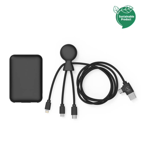 Pack powerbank et câble personnalisé Xoopar® Mr Bio Long