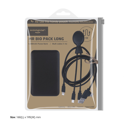 Pack powerbank et câble personnalisé Xoopar® Mr Bio Long