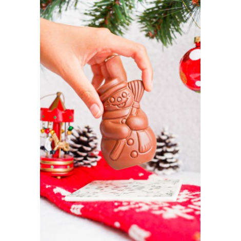 Moulage publicitaire bonhomme de neige chocolat praliné