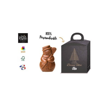 Bonhomme de neige en chocolat praliné publicitaire