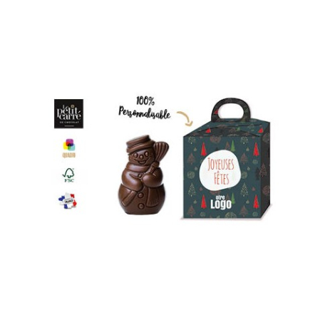Moulage publicitaire bonhomme de neige chocolat praliné