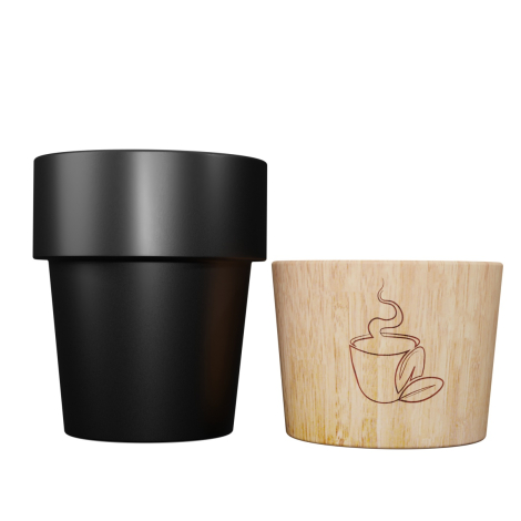 Tasse publicitaire avec base aimanté en bois 150 ml