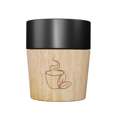 Tasse publicitaire avec base aimanté en bois 150 ml