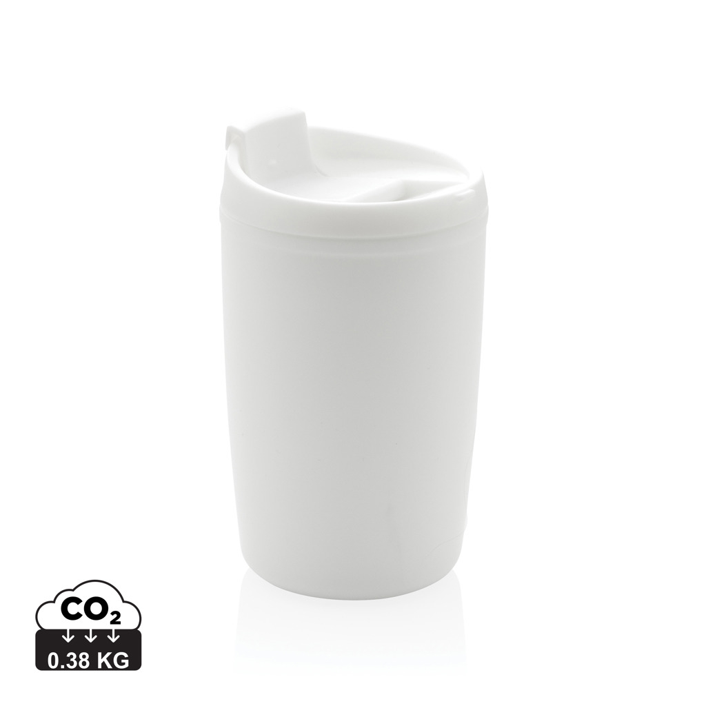 Mug avec couvercle en PP recyclé publicitaire 300 ml Blanc