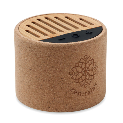 Enceinte portative en liège promotionnelle 3W ROUND