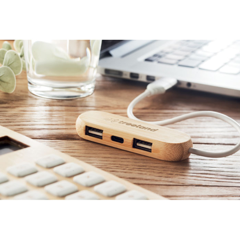 Hub 3 ports USB publicitaire bambou VINA