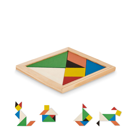 Puzzle en bois coloré publicitaire TANGRAM