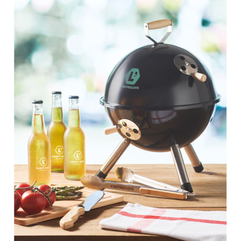 Pince barbecue acier et manche bambou personnalisée INIQ