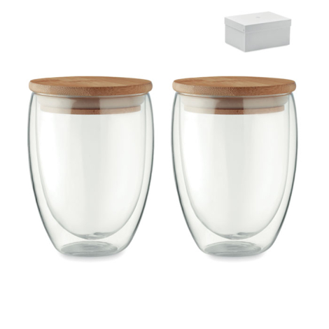 2 Verres couvercle bambou promotionnels 350 ml TIRANA