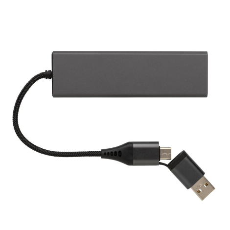 Hub 3 ports USB personnalisable en alu recyclé Terra