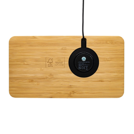Organiseur de bureau en bambou à personnaliser avec chargeur 10W