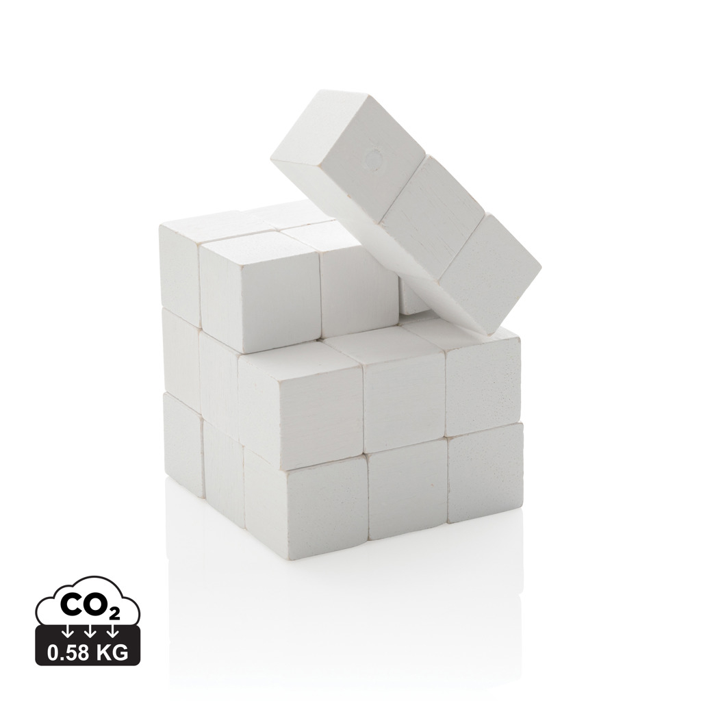 Casse-tête en bois publicitaire avec pochette en toile Blanc