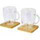 Tasses 350 ml promotionnelles et sous-verre en bambou Manti 