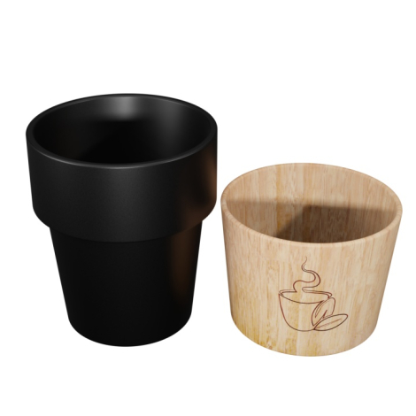 Set de tasses promotionnelles base aimanté en bois 150 ml