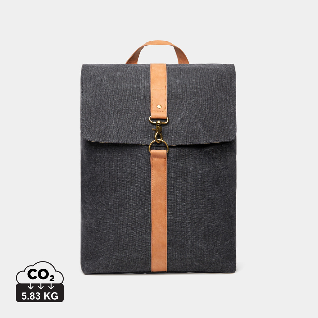 Sac à dos promotionnel en toile recyclée Bosler VINGA Noir