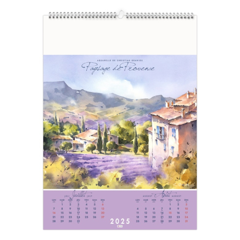 Calendrier illustré personnalisable - Villages perchés