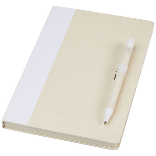 Carnet A5 avec stylo écolo publicitaire Dairy Dream Blanc