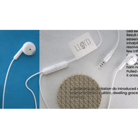 Écouteurs filaires en plastique recyclé publicitaires