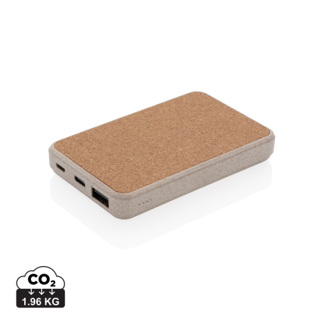 Powerbank induction publicitaire en paille de blé 5000 mAh