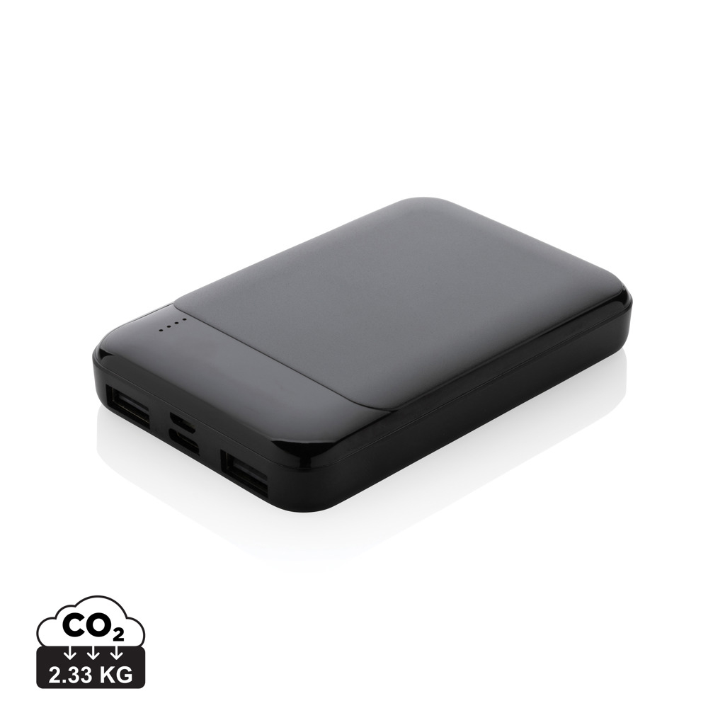 Powerbank ABS recyclé promotionnel 5000 mAh Noir
