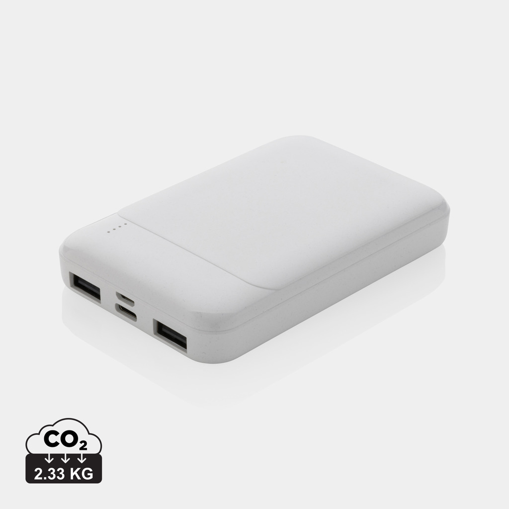 Powerbank ABS recyclé promotionnel 5000 mAh Blanc