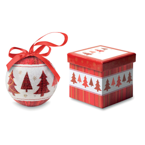 Boule décorative promotionnelle en papier et sa boîte SNOWY