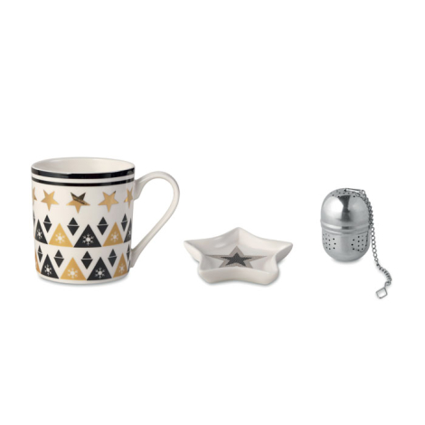 Tasse, soucoupe et infuseur en céramique promotionnels UNIQUE