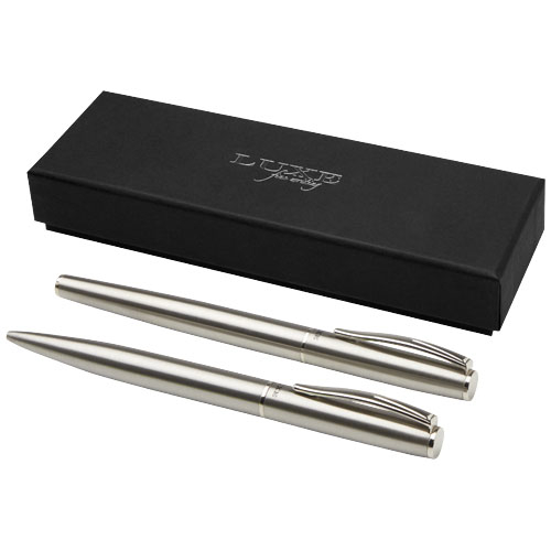Parure de stylos publicitaire inox recyclé Didimis Argent