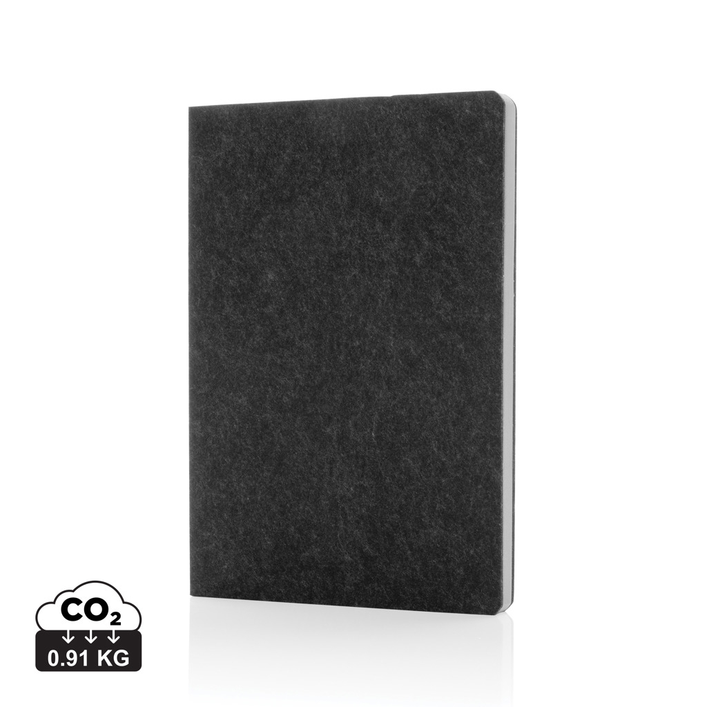 Cahier A5 en feutre recyclé à personnaliser Phrase Noir